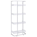 Glossy White 4 Shelf Open Back Bookcase 4 White Standard Horizontal Office Closed Back Wood Contemporary,Modern Wood