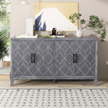 4 Door Retro Sideboard With Adjustable Shelves, Two Large Cabinet With Long Handle, For Living Room And Dining Room Light Gray Light Gray Mdf