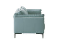 Mesut Sofa, Light Blue Top Grain Leather & Black Finish Lv02387 Light Blue Leather