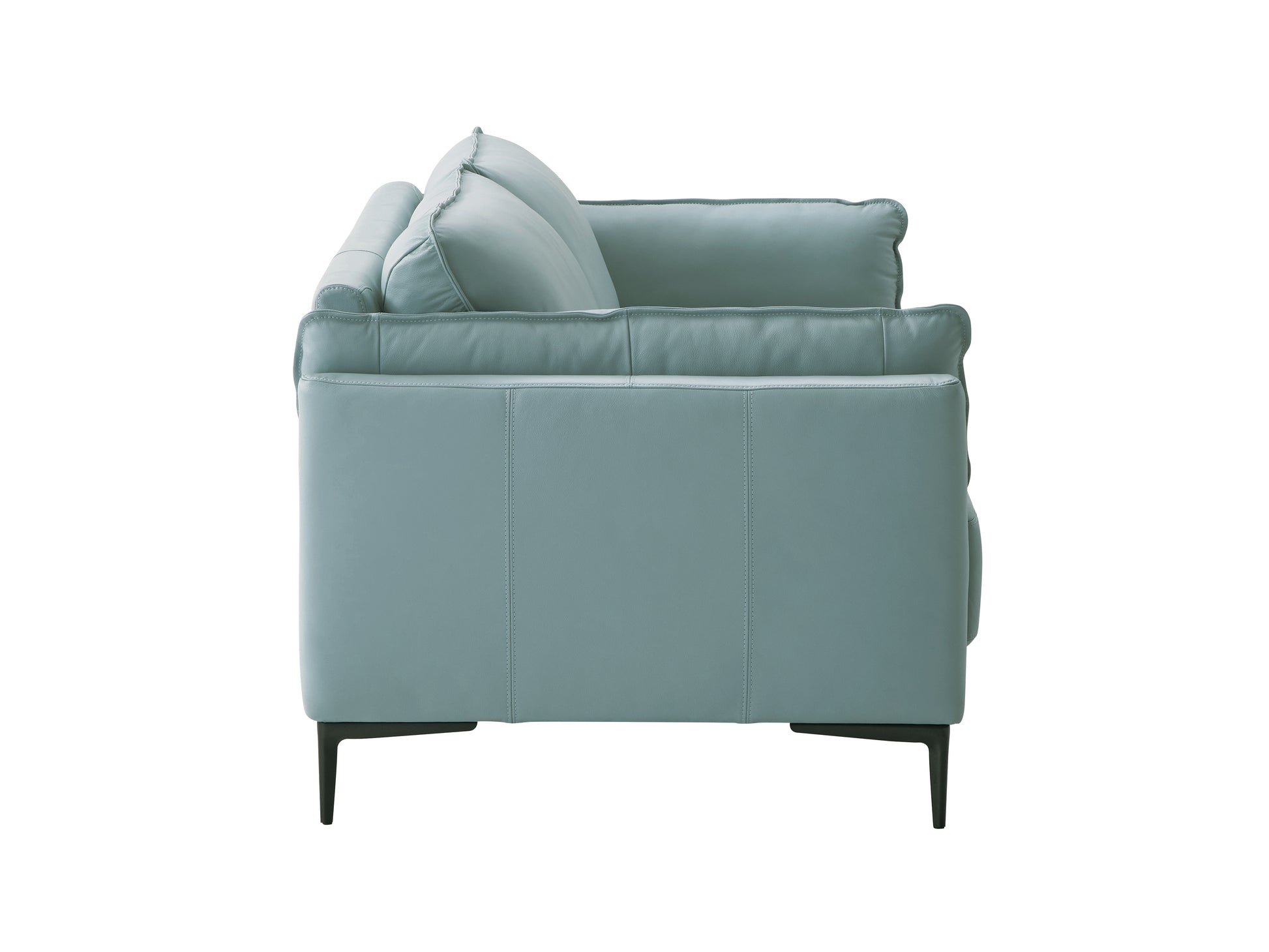 Mesut Sofa, Light Blue Top Grain Leather & Black Finish Lv02387 Light Blue Leather
