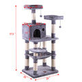 Multi Level Cat Condo With Hammock & Scratching Posts For Kittens Tall Cat Climbing Stand With Plush Toys Light Gray Light Gray Particle Board