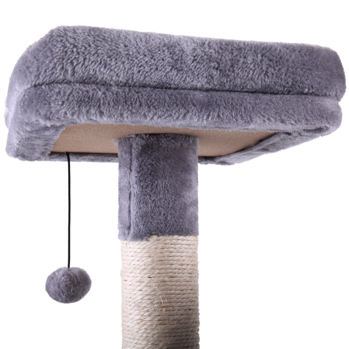 Multi Level Cat Condo With Hammock & Scratching Posts For Kittens Tall Cat Climbing Stand With Plush Toys Light Gray Light Gray Particle Board