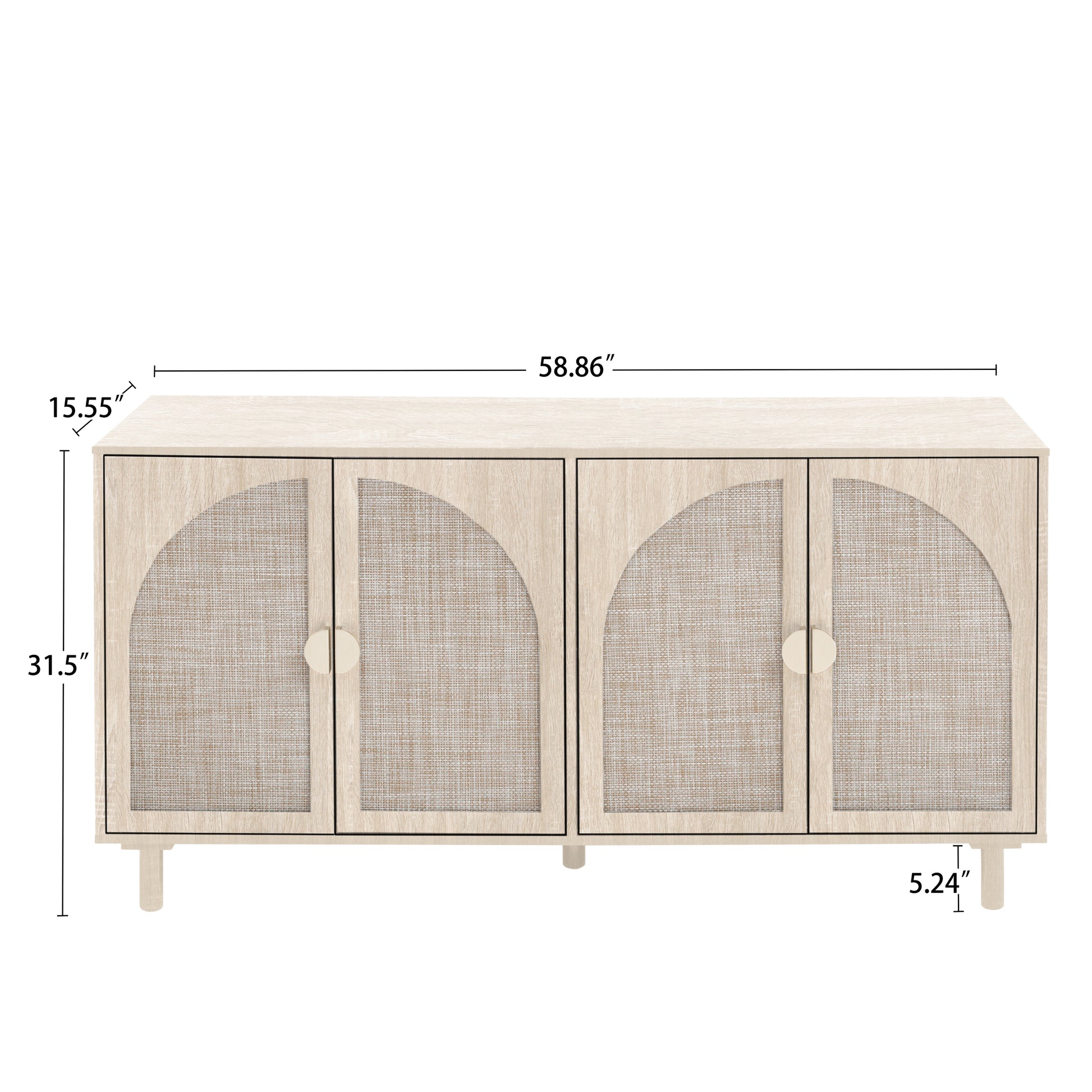 4 Door Cabinet, Suitable For Bedroom, Living Room, Study Natural Mdf