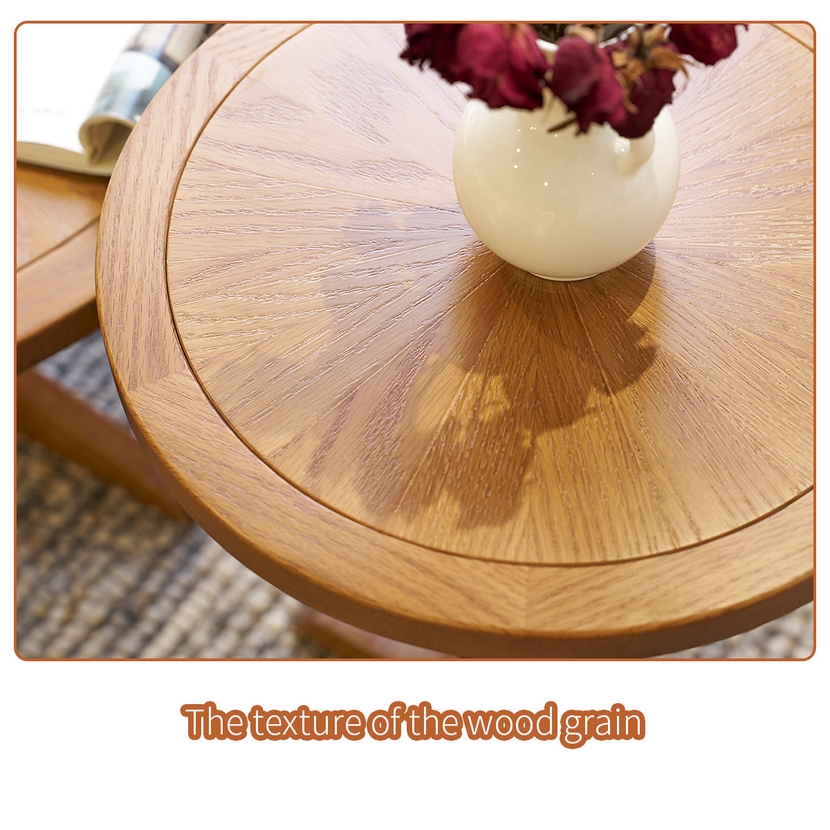 2 Piece Modern Farmhouse Living Room Coffee Table Set, Stylish And Elegant Nesting Round Wooden Table,Side End Table Set For Living Room,Bedroom Brown Wood