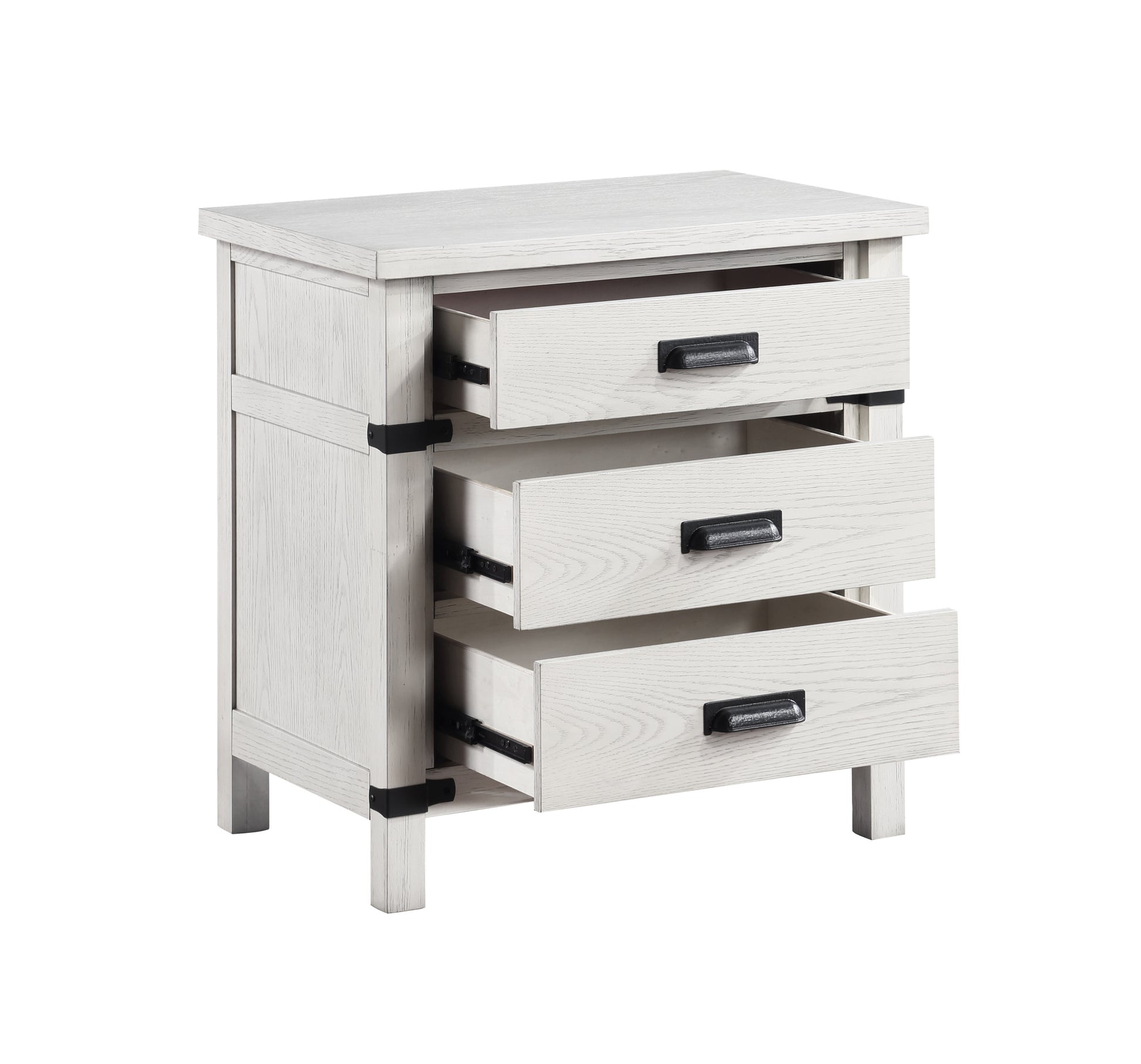 Loretta Modern Style 3 Drawer Night Stand Made With Wood In Antique White Antique White 3 Drawers Bedroom Bedside Cabinet Modern Drawers Antique Solid Wood Mdf Wood