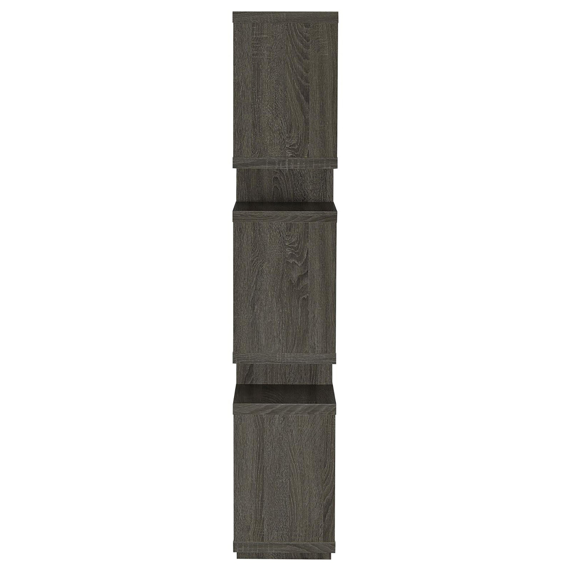 Weathered Grey 5 Shelf Bookcase 5 Grey Gray Horizontal Office Open Back Wood Contemporary,Modern Wood