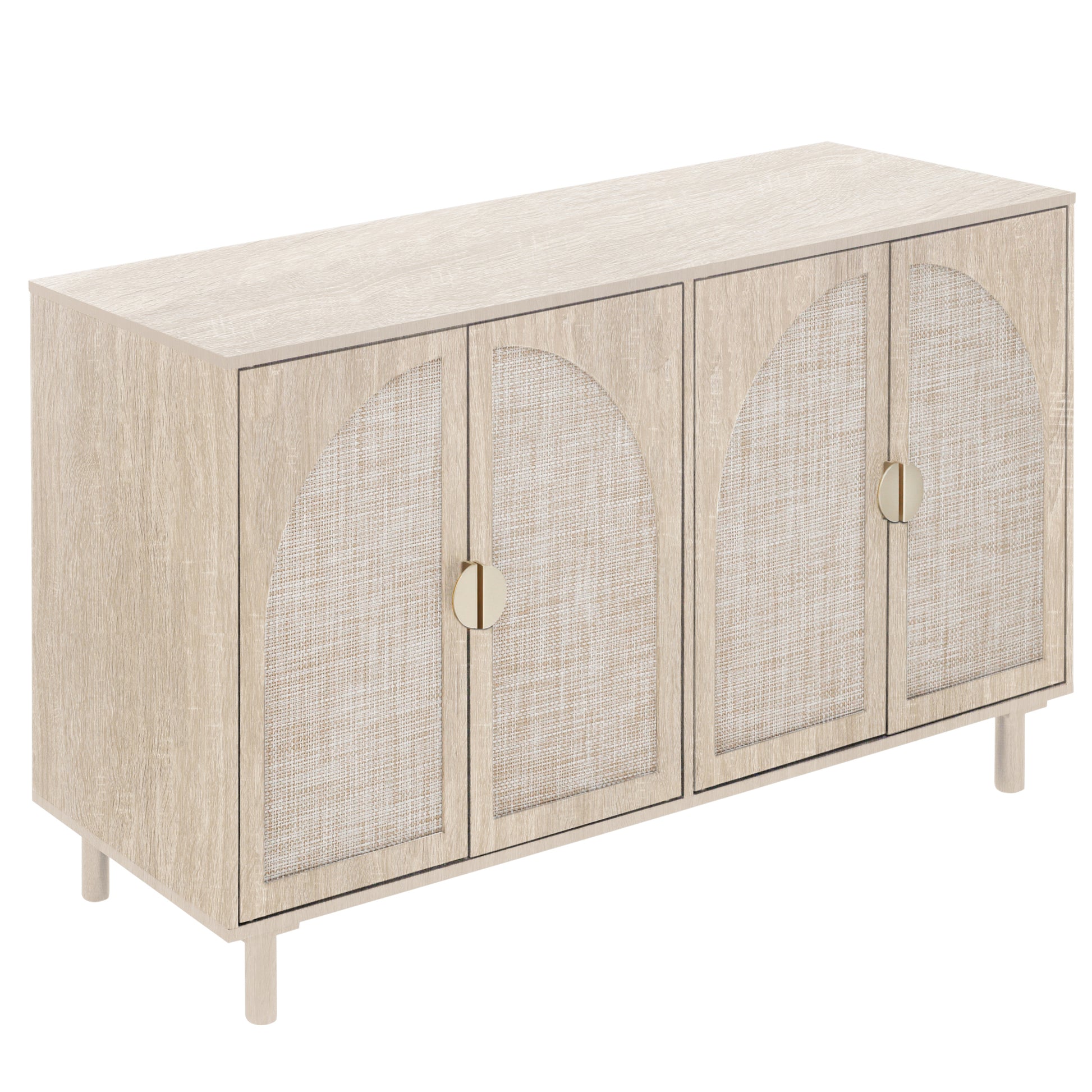 4 Door Cabinet, Suitable For Bedroom, Living Room, Study Natural Mdf