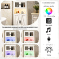 Four Door Storage Cabinets With Led Light, Open Shelf, Display Cabinet With Transparent Acrylic Cabinet Door, Cupboard, For Bathroom,Living Room,Dining Room,Kitchen White Particle Board