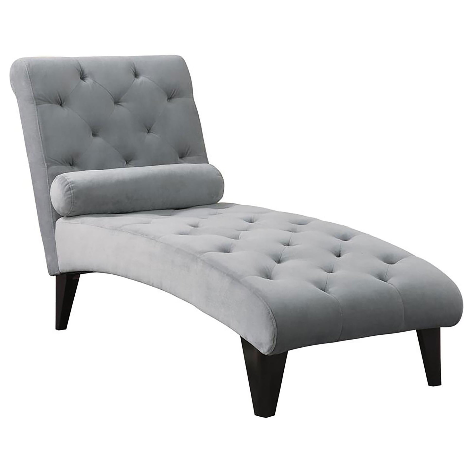 Grey Tufted Chaise Grey Primary Living Space Transitional Foam Upholstered