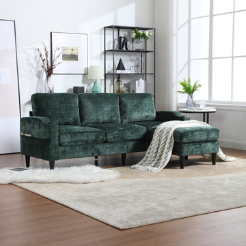 United Storage Sofa Living Room Sofa Cozy Sectional Sofa Emerald Polyester 3 Seat