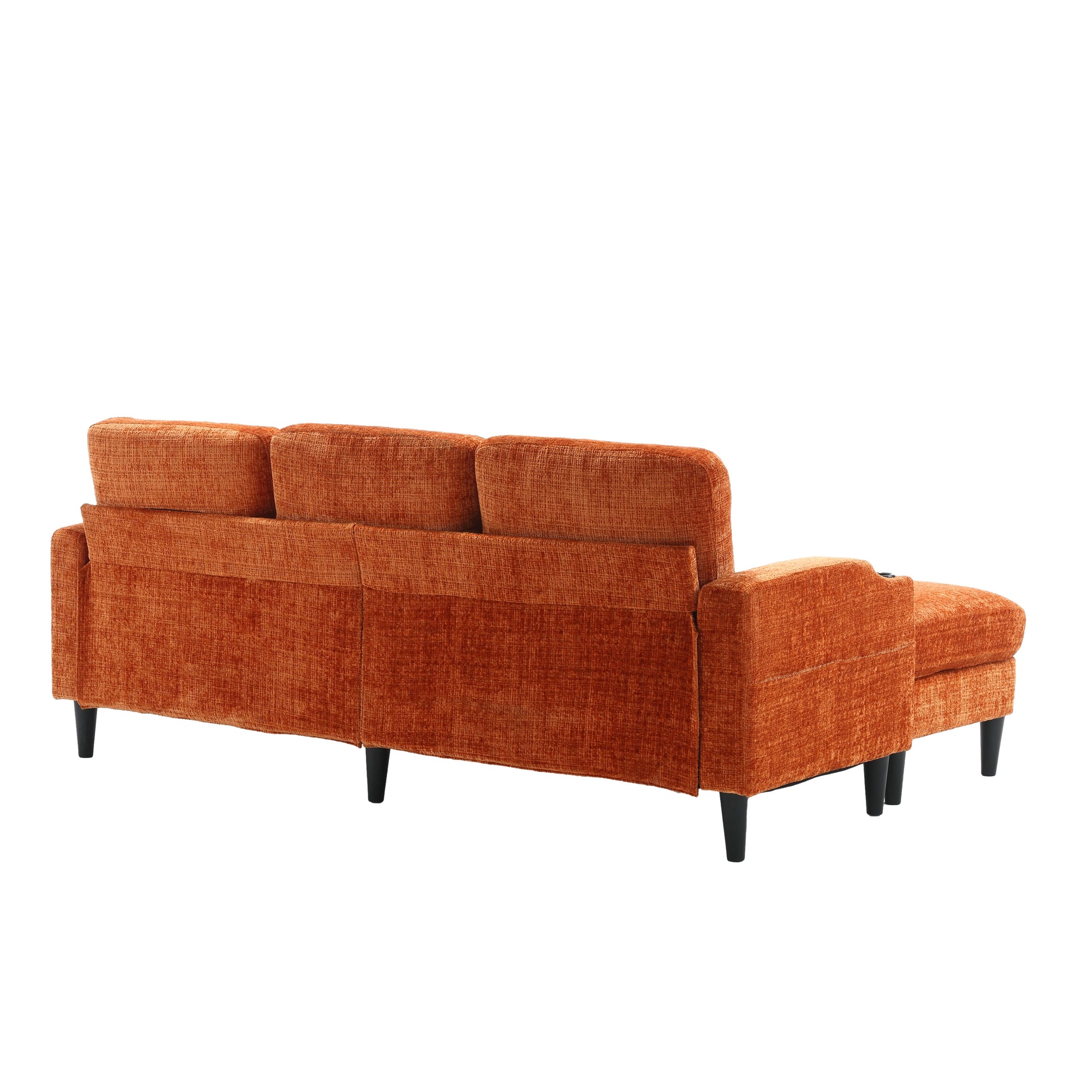 United Storage Sofa Living Room Sofa Cozy Sectional Sofa Orange Polyester 3 Seat