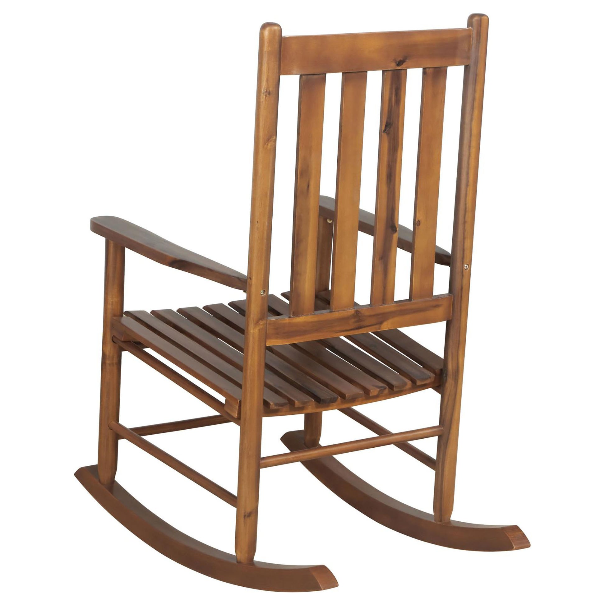 Golden Brown Slat Back Rocking Chair Brown Primary Living Space Farmhouse,Rustic Rocking Chairs Acacia Slat Back Wood