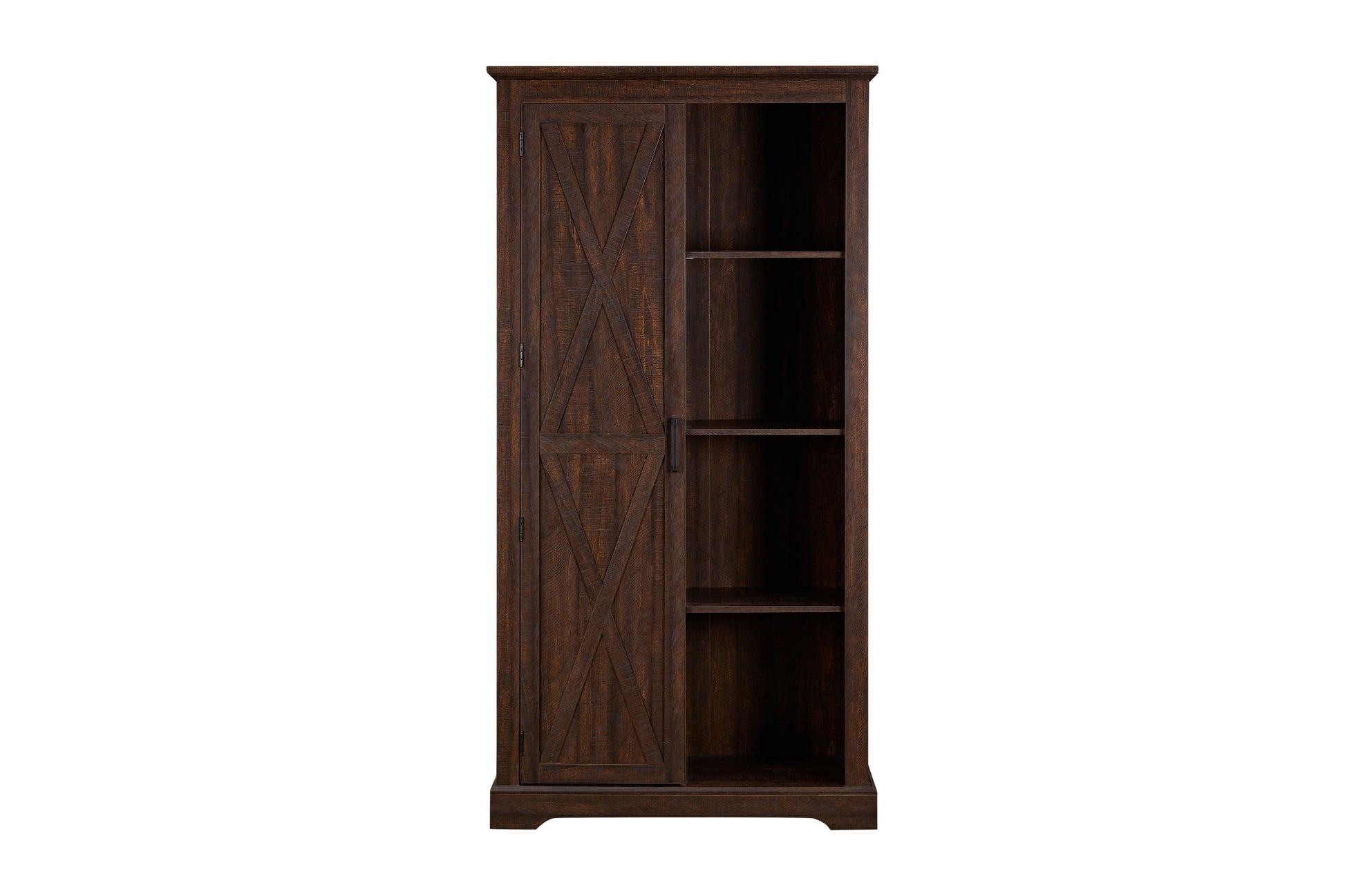 Tall Storage Cabinet Barn Door Storage Country Wood Rustic Farmhouse Pantry Cupboard Sliding Door Kitchen Organizer Furniture Home Drawer Shelves L39.37''*W15.75''*H74.4'' Espresso Espresso Mdf