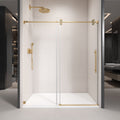 68'' 72'' W x 76'' H Single Sliding Frameless Shower brushed gold-stainless steel