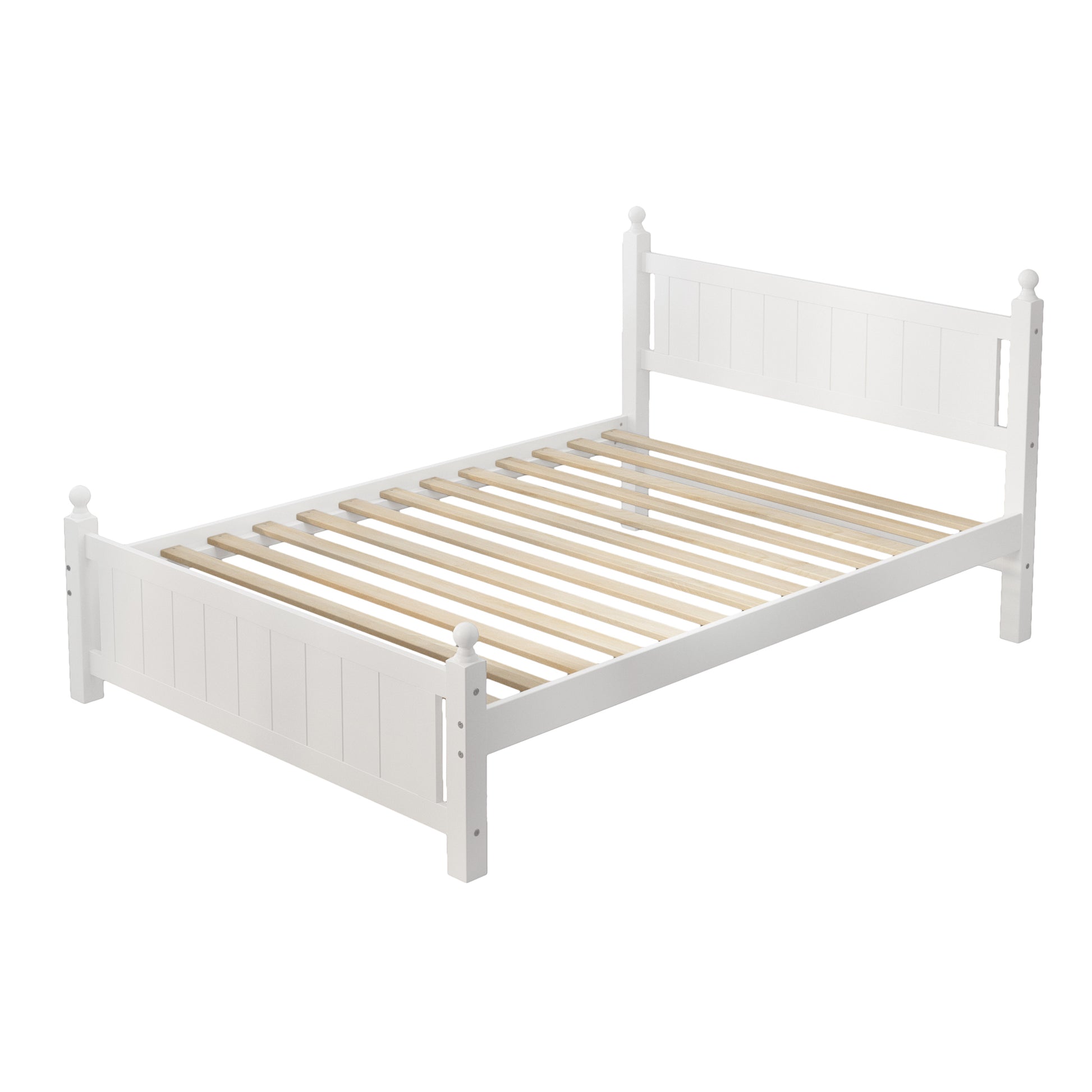 Full Size Solid Wood Platform Bed Frame For Kids, Teens, Adults, No Need Box Spring, White Box Spring Not Required Full White Wood Bedroom Mid Century Modern,Modern Pine Bed Frame Wood