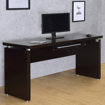 Cappuccino Floating Top Computer Desk Brown Keyboard Tray Computer Desk Office Contemporary,Modern Tabeltop Rectangular Desk Wood