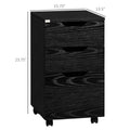 3 Drawer Office Storage Cabinet, Under Desk Cabinet With Wheels, Black Wood Grain Black Particle Board