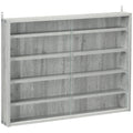 5 Tier Display Cabinet, Glass Display Case With 2 Doors And Adjustable Shelves, Wall Mounted, Grey Gray Glass