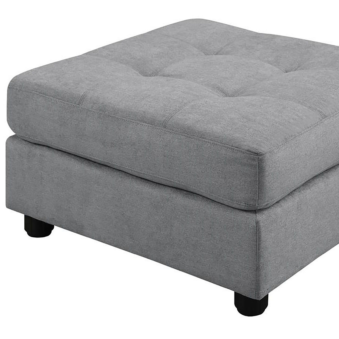 Claude Dove Tufted Ottoman Wood Primary Living Space Grey Solid Rubberwood Tray Top Grey Chenille Backless Casual Square Armless Foam Upholstered