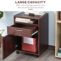 Mobile Storage Cabinet Organizer With Drawer And Cabinet, Printer Stand With Castors, Brown Brown Particle Board