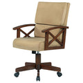 Tan And Upholstered Game Chair With Casters Solid Brown Brown Dining Room Traditional Arm Chair Rubberwood Solid Back Casters Wood