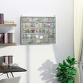 5 Tier Display Cabinet, Glass Display Case With 2 Doors And Adjustable Shelves, Wall Mounted, Grey Gray Glass