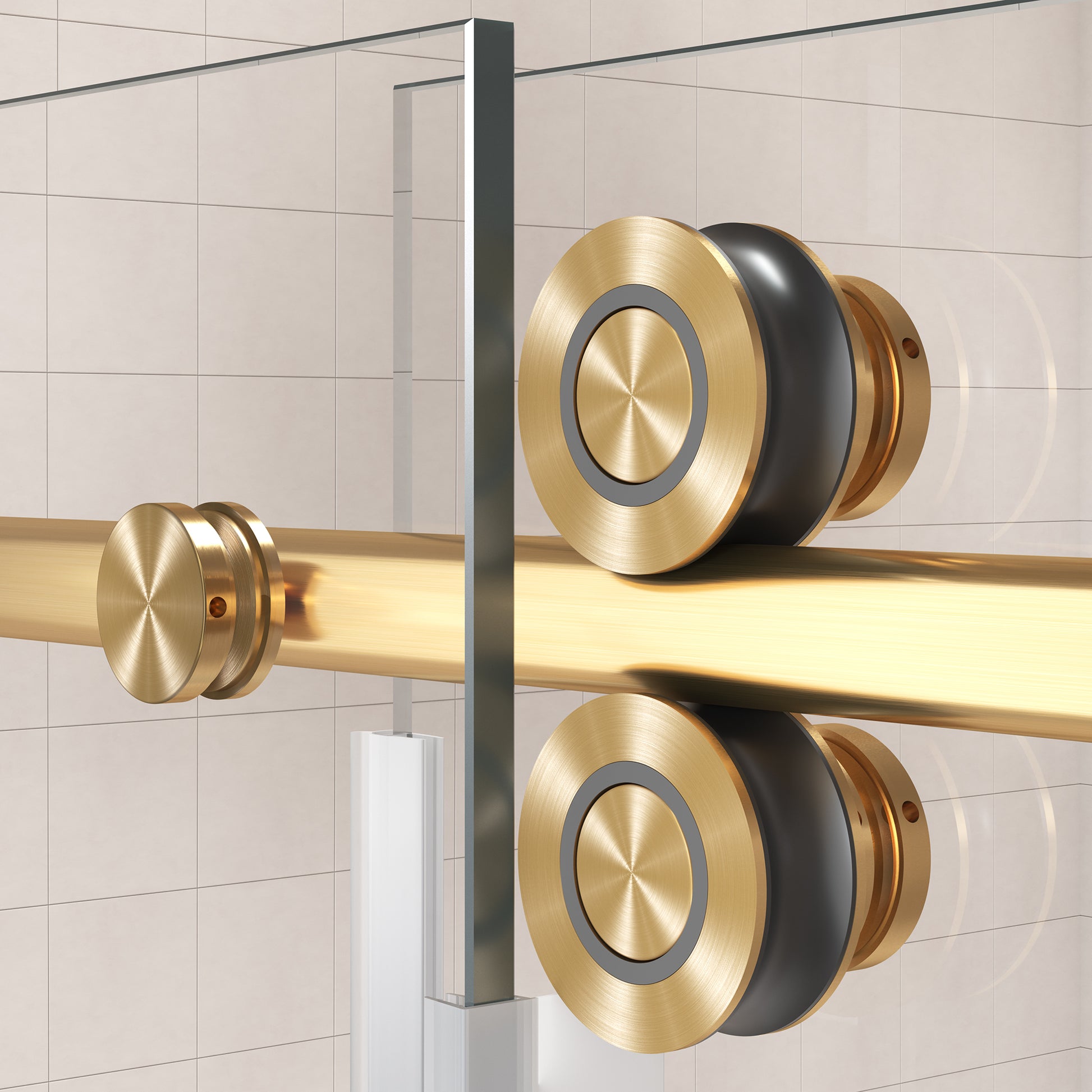 62'' 66'' W x 76'' H Single Sliding Frameless Shower brushed gold-stainless steel