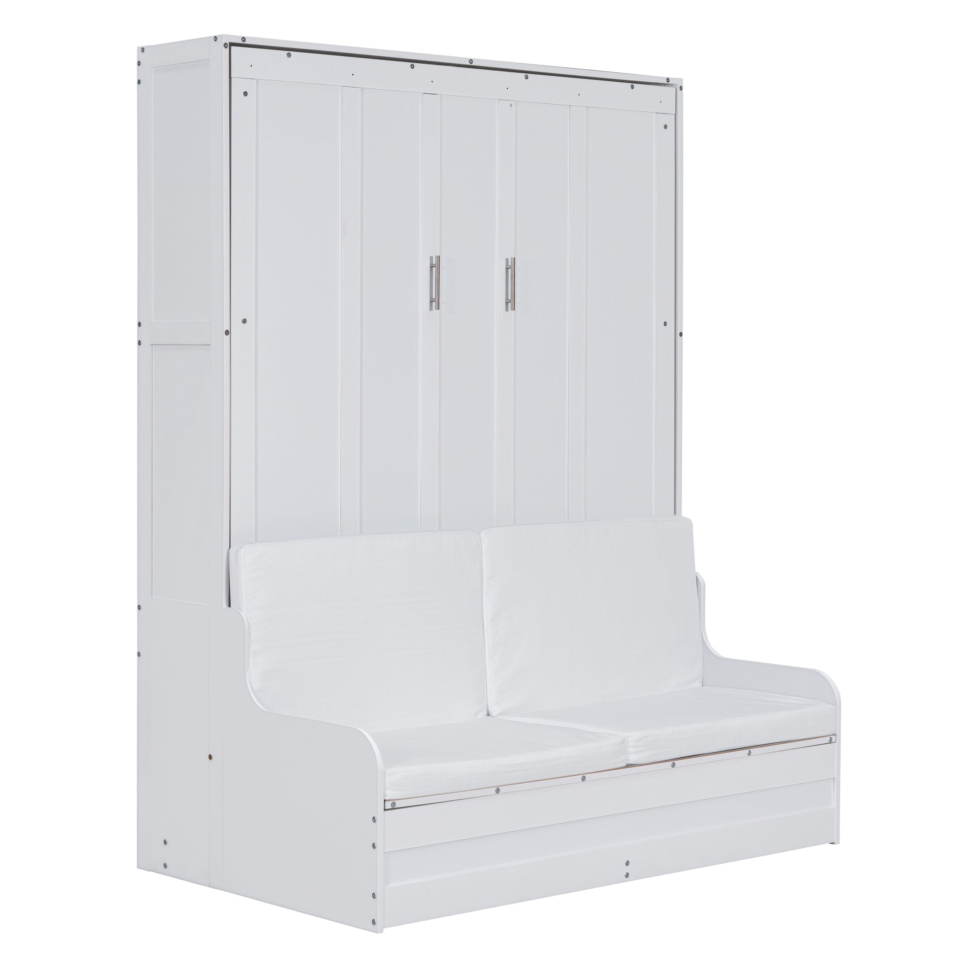 Queen Size Murphy Bed Wall Bed With Cushion,White Queen White Mdf Lvl