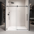 68'' 72'' W x 76'' H Single Sliding Frameless Shower matte black-stainless steel