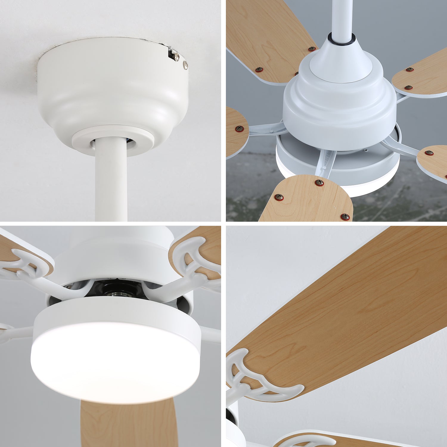 indoor Modern 52 Inch Ceiling Fan With Dimmable 6 white-mdf