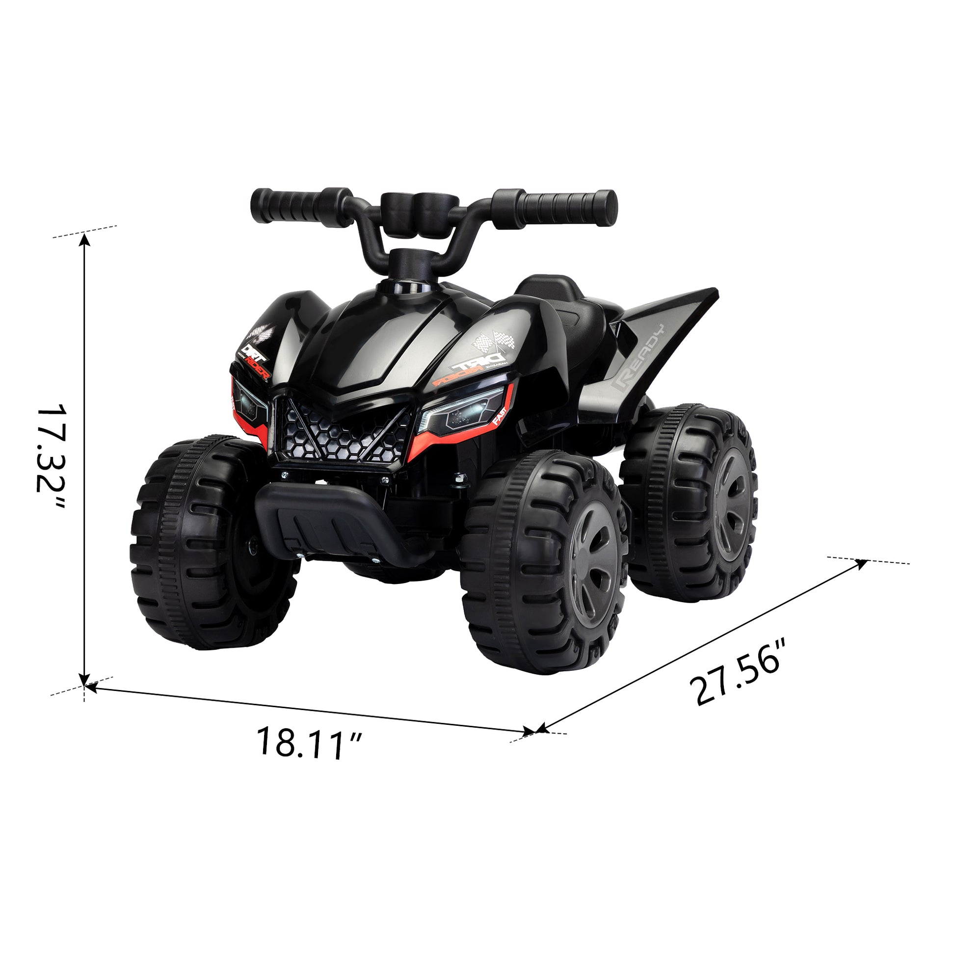 Kids Ride On Atv, 6V Battery Powered Electric Quad Car With Music, Led Lights And Spray Device, 4 Wheeled Ride On Toy For Toddlers Age 3 5, Black Black Polypropylene
