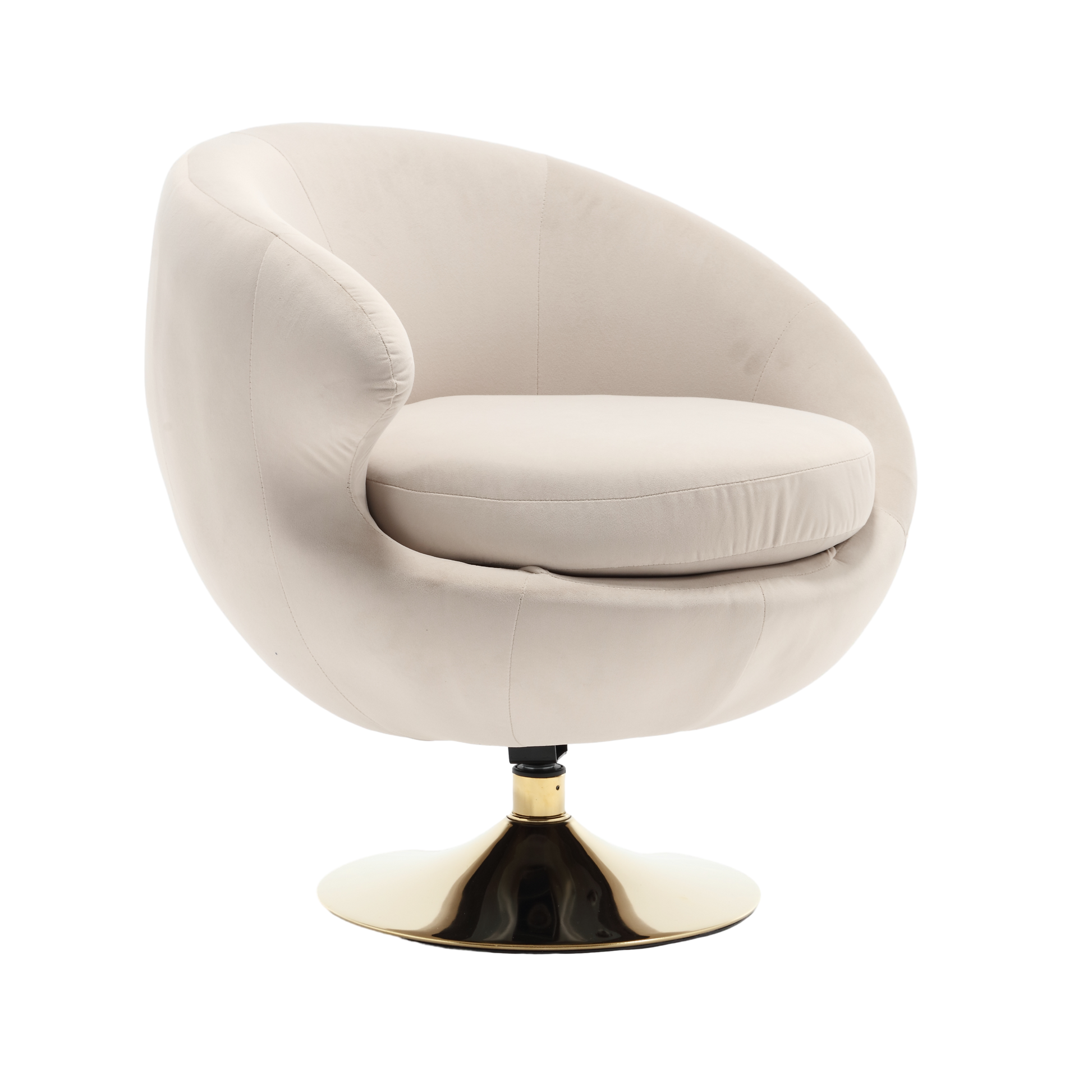 360 Degree Swivel Cuddle Barrel Accent Chairs, Round Armchairs With Wide Upholstered, Fluffy Fabric Chair For Living Room, Bedroom, Office, Waiting Rooms Beige Velvet