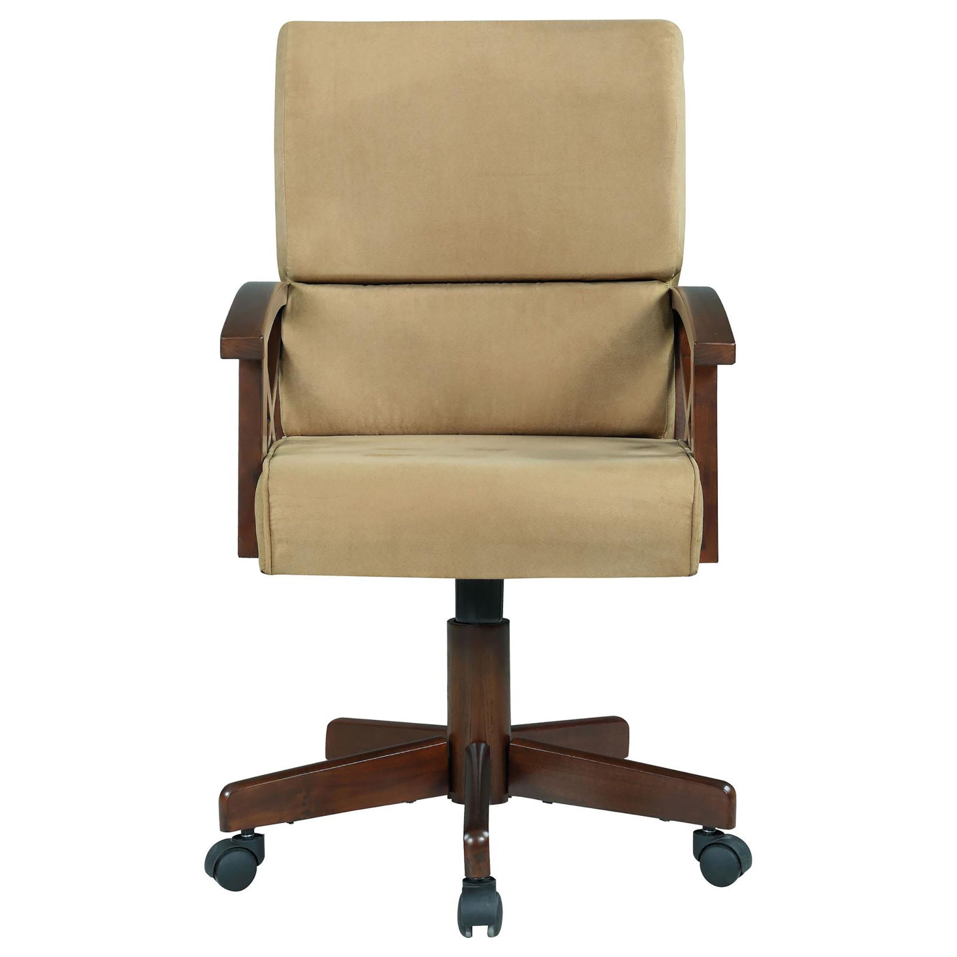 Tan And Upholstered Game Chair With Casters Solid Brown Brown Dining Room Traditional Arm Chair Rubberwood Solid Back Casters Wood