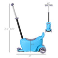 3 In 1 Ride On Push Car, Kids Scooter, Sliding Walker, Push Rider, With Adjustable Handlebar, 3 Balanced Wheels, Removable Storage Seat, For Boys And Girls Aged 2 6 Years Olds, Blue Blue Metal