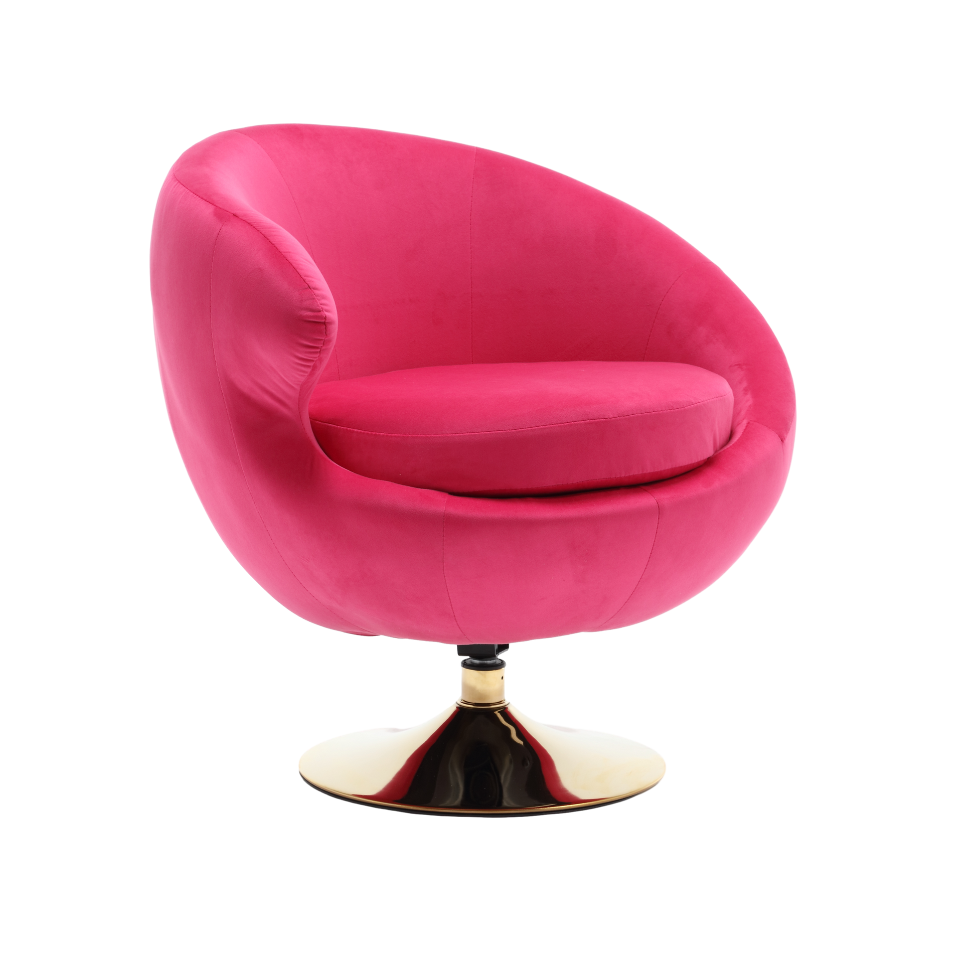 360 Degree Swivel Cuddle Barrel Accent Chairs, Round Armchairs With Wide Upholstered, Fluffy Fabric Chair For Living Room, Bedroom, Office, Waiting Rooms Rose Red Velvet