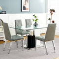 Modern Style Glass Table, Elegant Transparent Design, Durable Support Base, Solid, Selected Materials Made Of Furniture Display Fashion, Suitable For The Living Room Set Of 5 Grey Silver Seats 4 Mdf Glass
