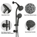 Drill Free Stainless Steel Slide Bar Combo Rain Showerhead 7 Setting Hand, Dual Shower Head Spa System Rough In Valve Included Matte Black Abs