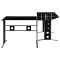 Black And Silver 3 Piece Office Desk Set Black Office Contemporary,Modern Tabeltop Rectangular Desk Metal