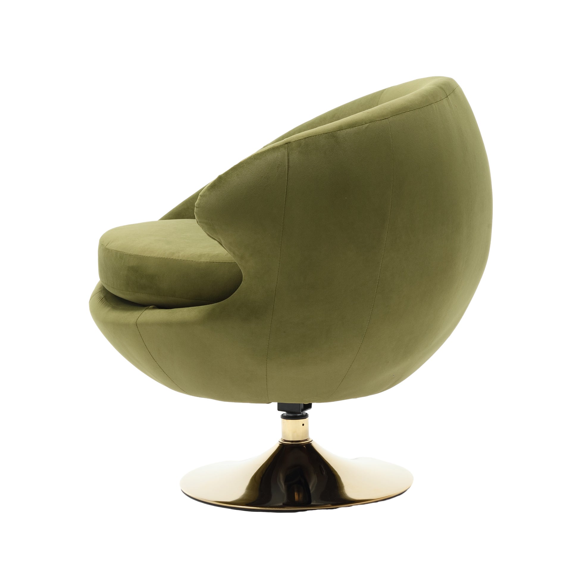 360 Degree Swivel Cuddle Barrel Accent Chairs, Round Armchairs With Wide Upholstered, Fluffy Fabric Chair For Living Room, Bedroom, Office, Waiting Rooms Olive Green Velvet