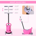 3 In 1 Ride On Push Car, Kids Scooter, Sliding Walker, Push Rider, With Adjustable Handlebar, 3 Balanced Wheels, Removable Storage Seat, For Boys And Girls Aged 2 6 Years Olds, Pink Pink Metal