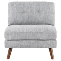 Grey Tufted Cushion Back Armless Chair Grey Primary Living Space Mid Century Modern Rubberwood Foam Upholstered
