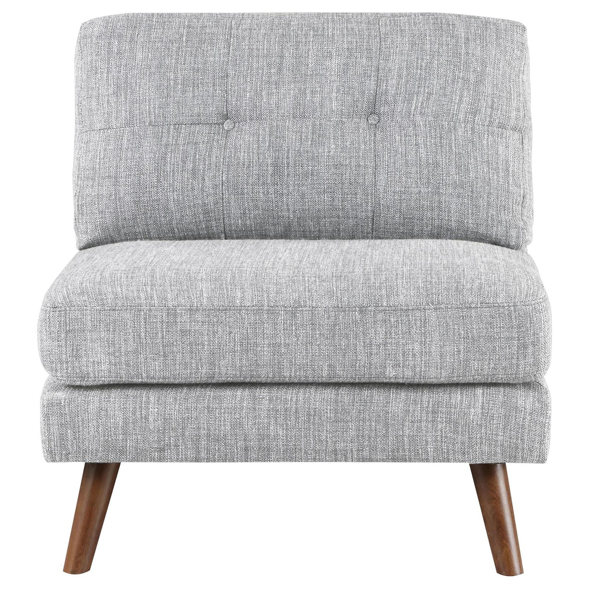 Grey Tufted Cushion Back Armless Chair Grey Primary Living Space Mid Century Modern Rubberwood Foam Upholstered