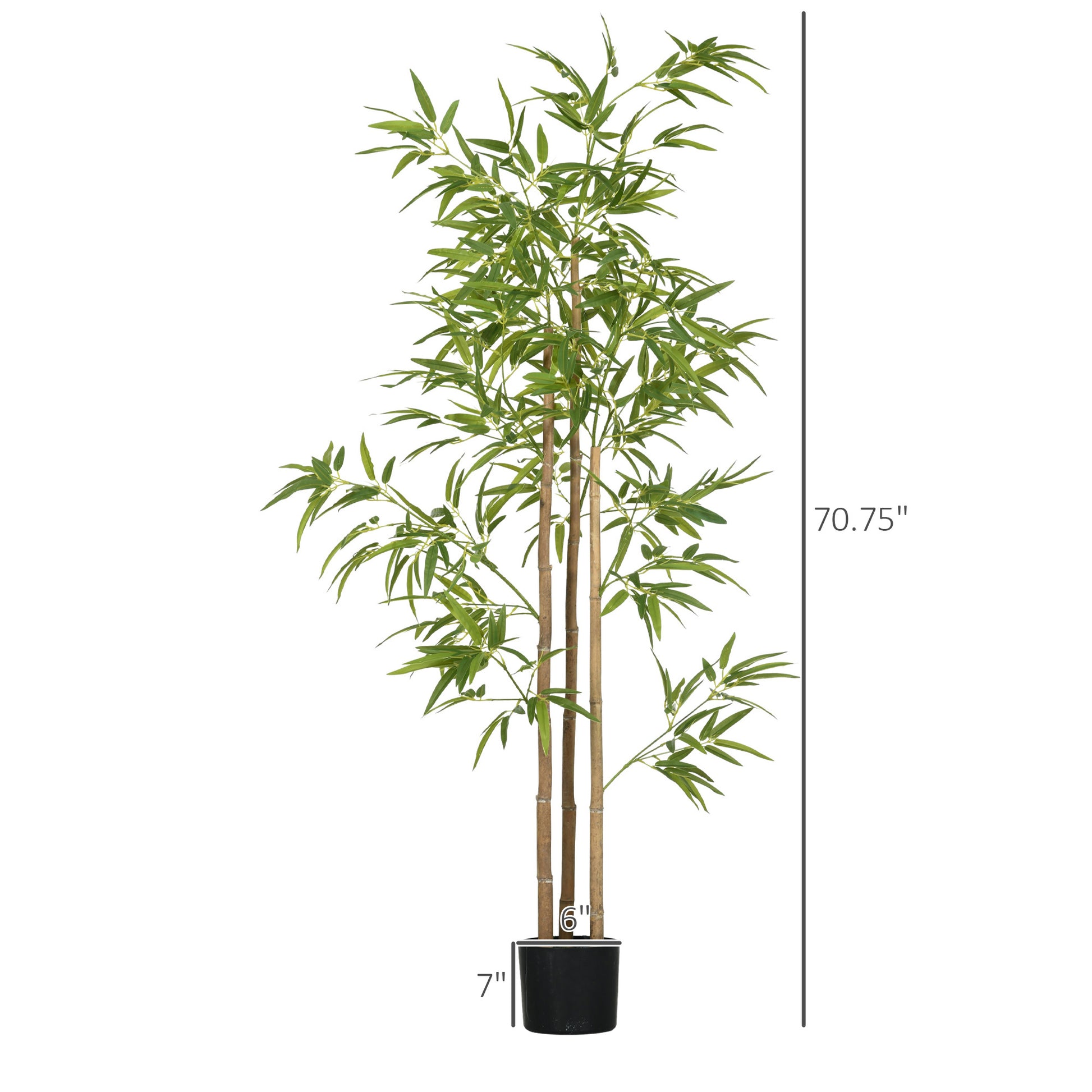 6Ft Artificial Bamboo Tree, Faux Decorative Plant In Nursery Pot For Indoor D Cor Green Plastic