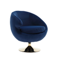 360 Degree Swivel Cuddle Barrel Accent Chairs, Round Armchairs With Wide Upholstered, Fluffy Fabric Chair For Living Room, Bedroom, Office, Waiting Rooms Navy Velvet