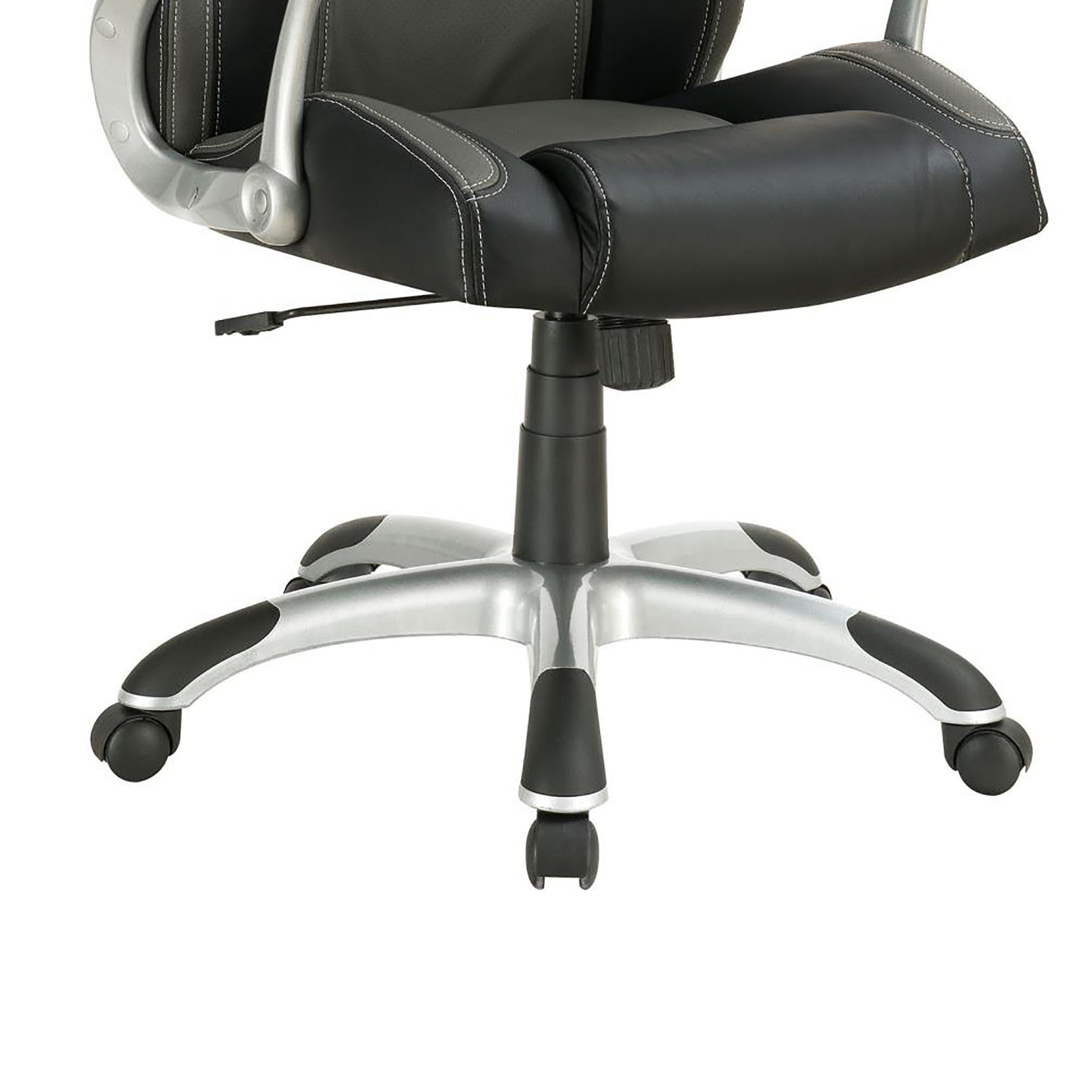 Black And Grey Swivel Office Chair With Casters Black Office Spot Clean Contemporary,Modern Office Chairs Foam Adjustable Height Upholstered