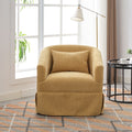 360 Degree Swivel Accent Armchair Linen Blend Musted Yellow Mustard Yellow Upholstered