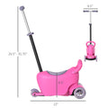 3 In 1 Ride On Push Car, Kids Scooter, Sliding Walker, Push Rider, With Adjustable Handlebar, 3 Balanced Wheels, Removable Storage Seat, For Boys And Girls Aged 2 6 Years Olds, Pink Pink Metal