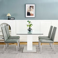 Modern Style Glass Table, Elegant Transparent Design, Durable Support Base, Solid, Selected Materials Made Of Furniture Display Fashion, Suitable For The Living Room Set Of 5 Grey Silver Seats 4 Mdf Glass