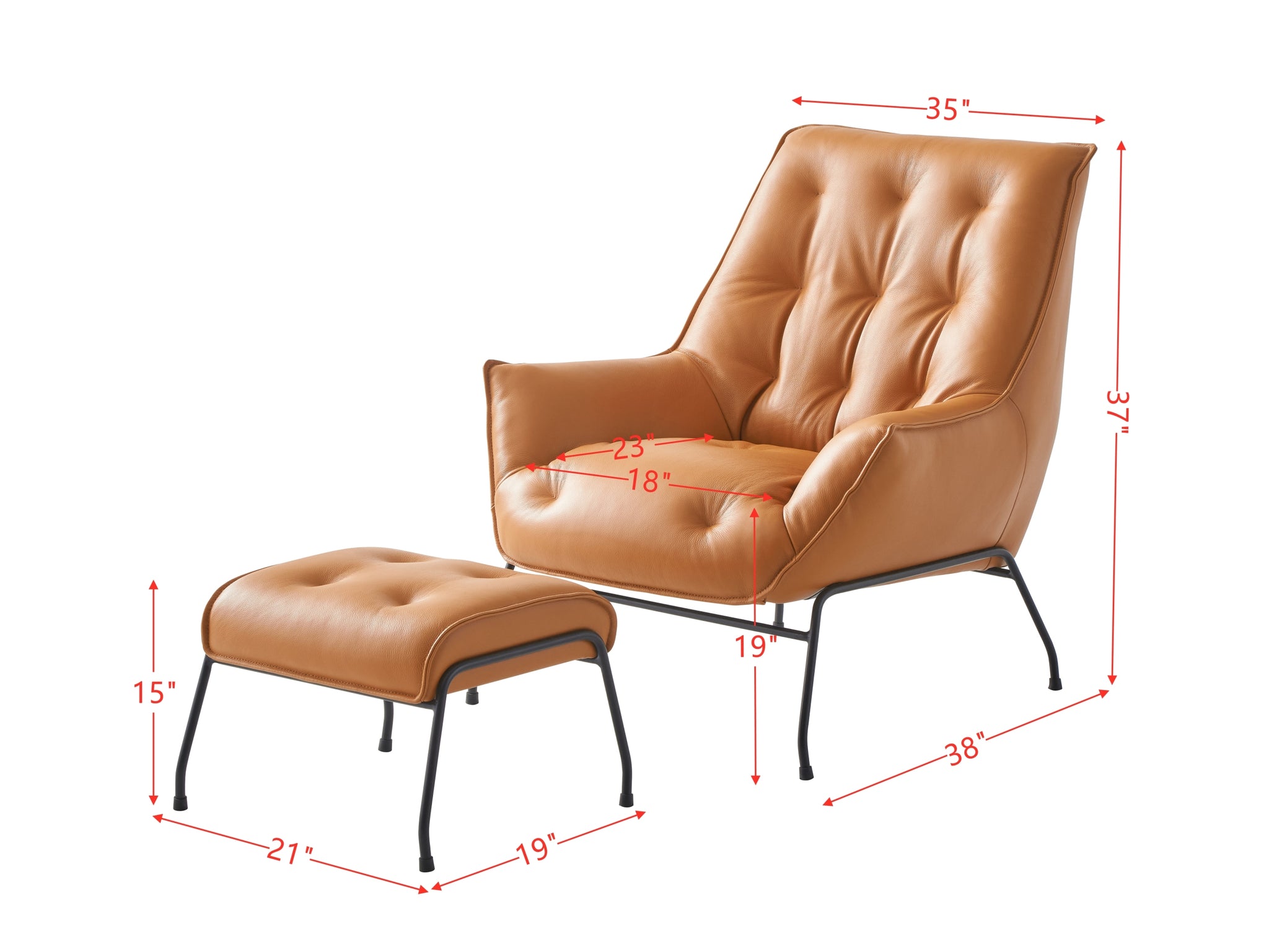 ACME Zusa Accent Chair & Ottoman, Sandstone Top Grain