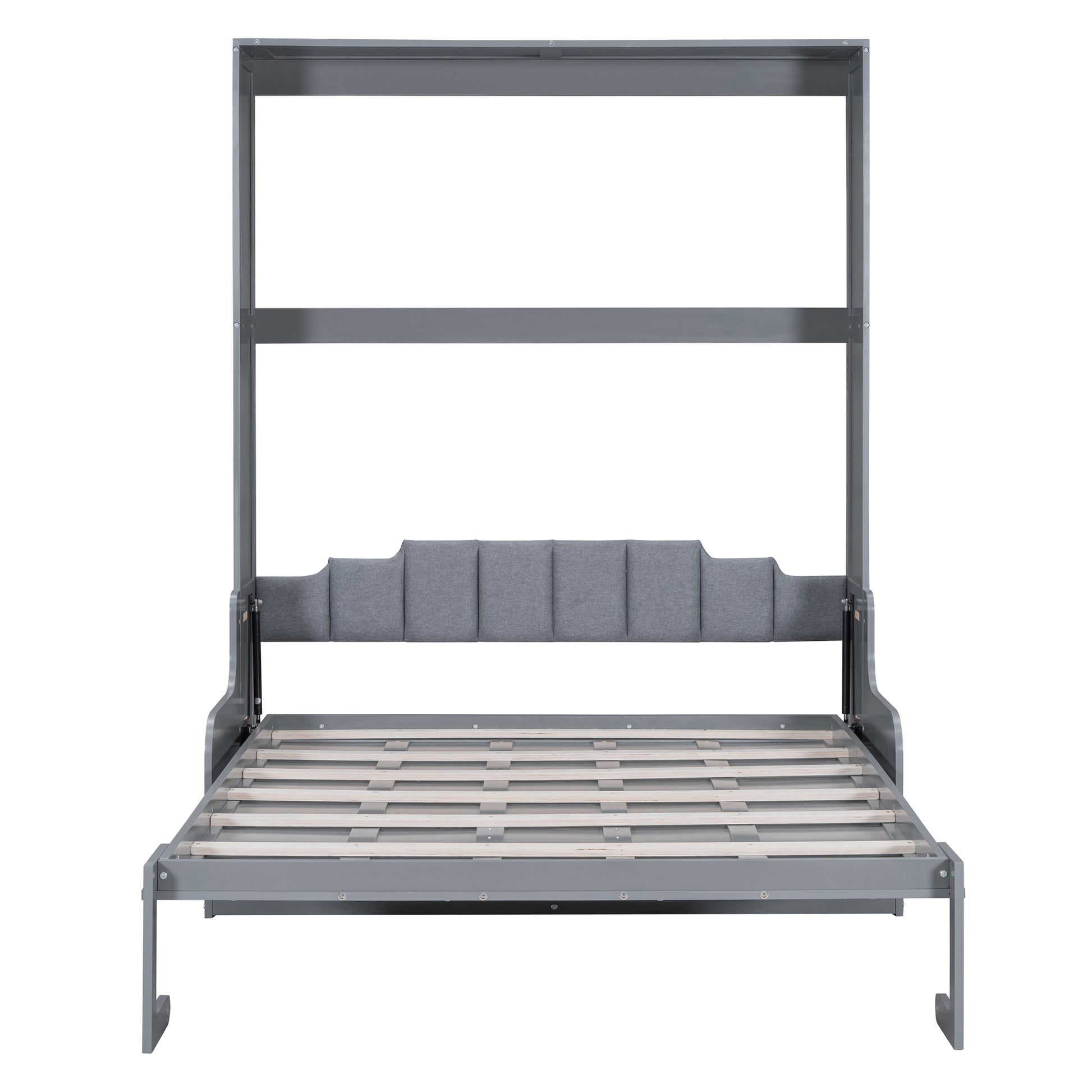 Queen Size Murphy Bed Wall Bed With Cushion,Gray Queen Gray Mdf Lvl